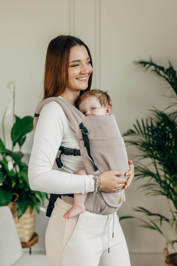 LennyLamb LennyLight Babywearing Carrier Little Herringbone Almond