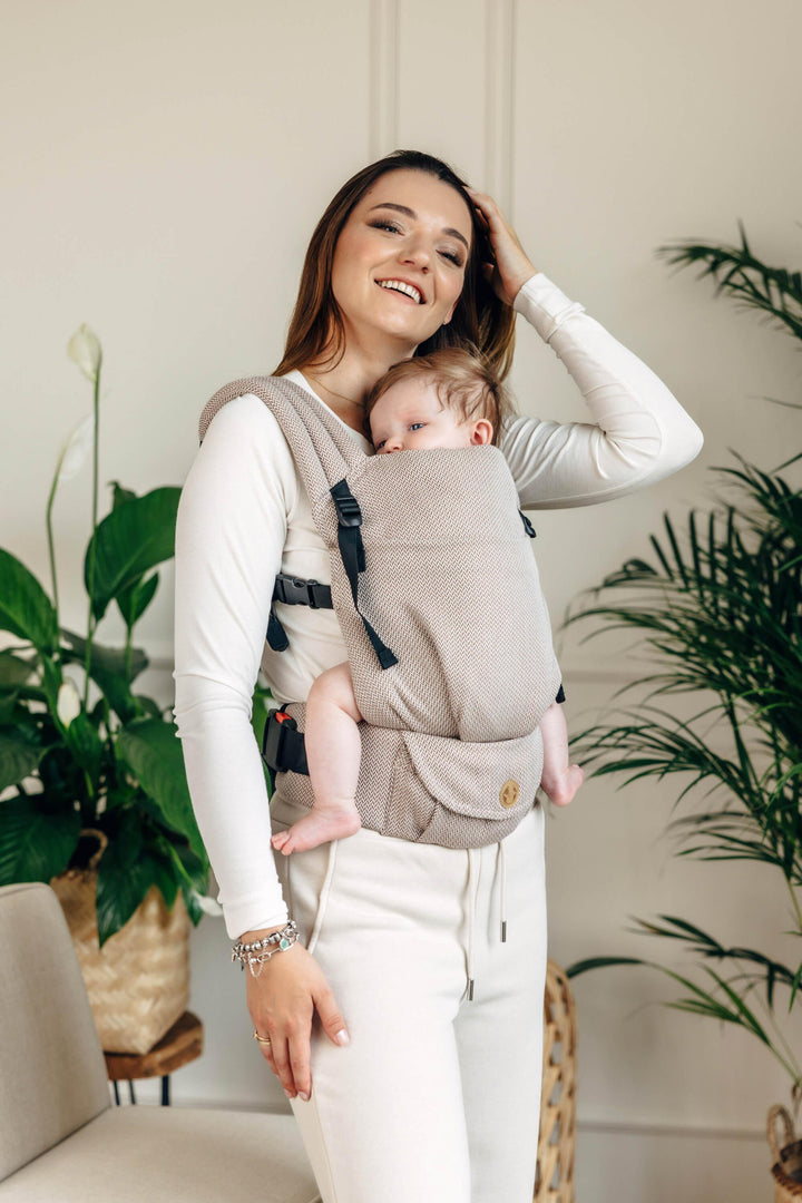 LennyLamb LennyLight Babywearing Carrier Little Herringbone Almond