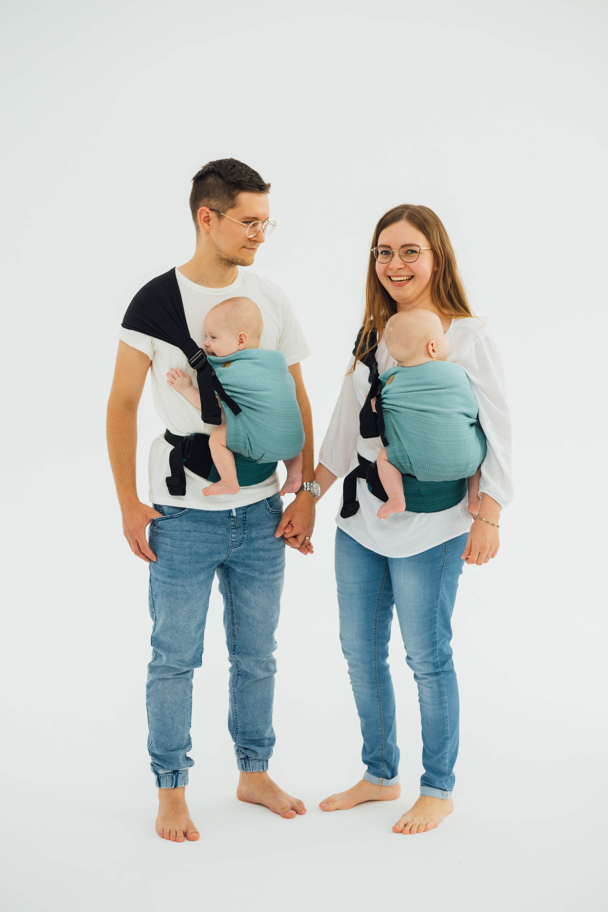 LennyLamb LennyTwin Baby Carrier Little Herringbone Ombre Green