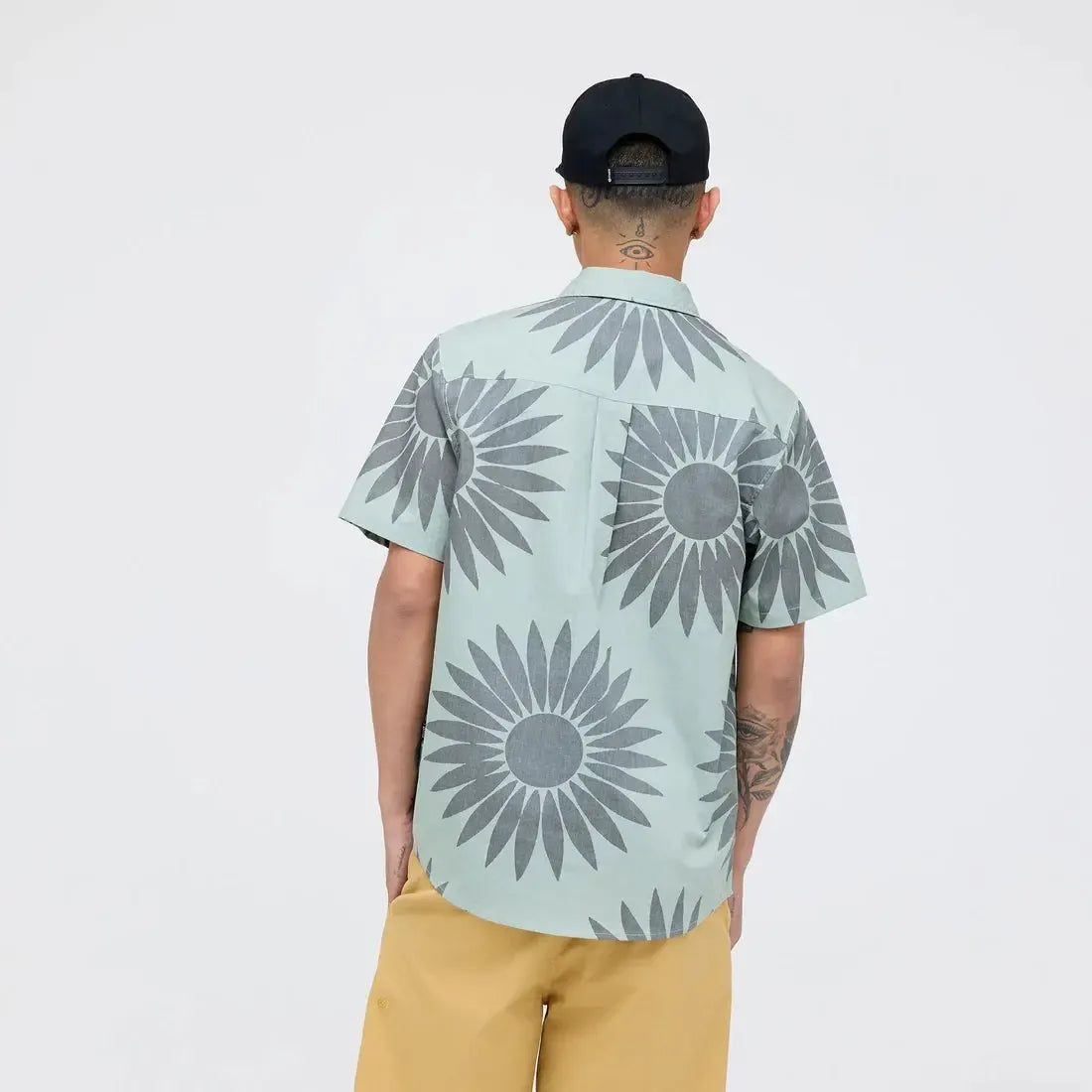 Stance Bales Button Up T-Shirt Seagreen