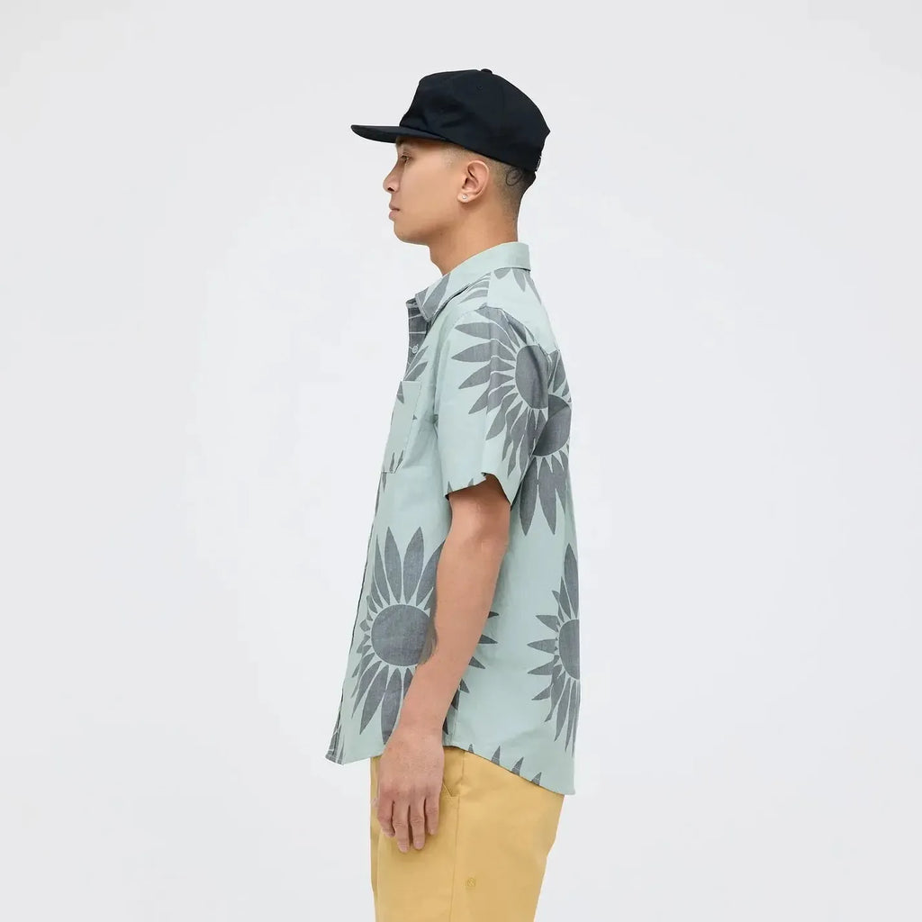 Stance Bales Button Up T-Shirt Seagreen