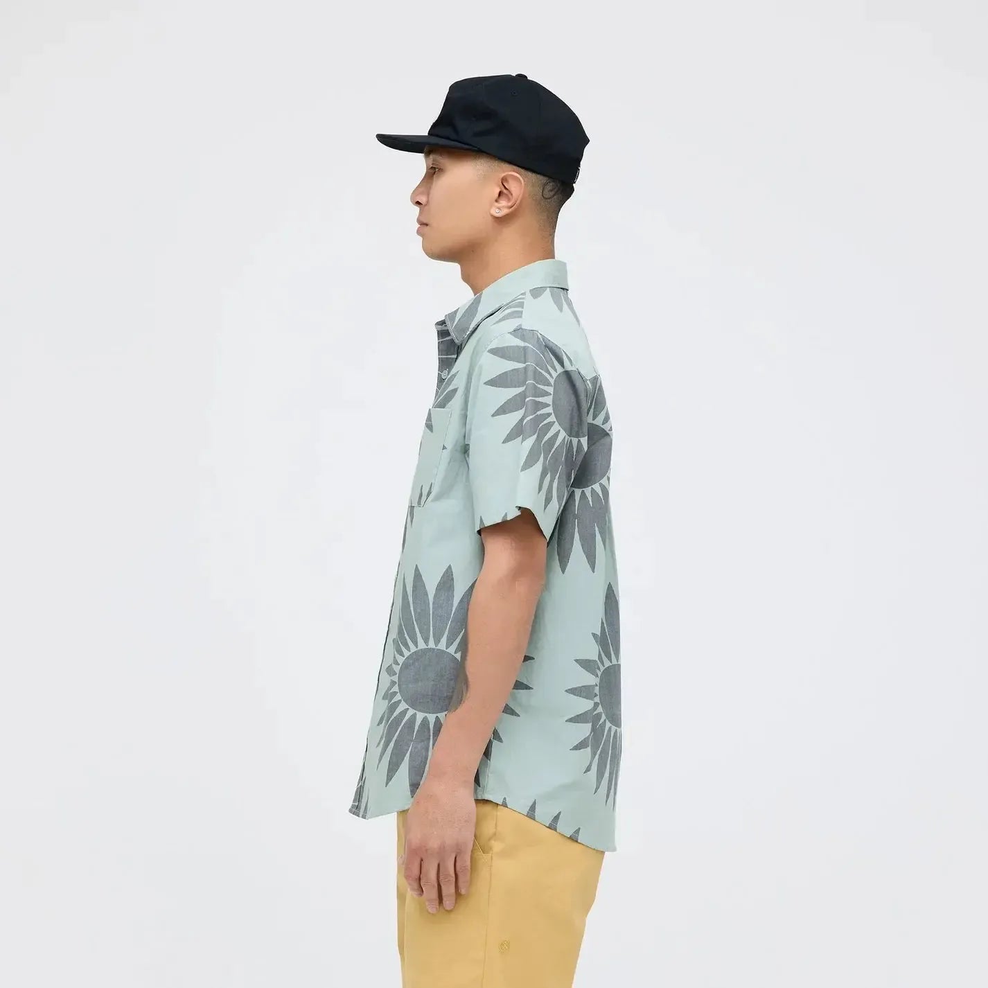 Stance Bales Button Up T-Shirt Seagreen