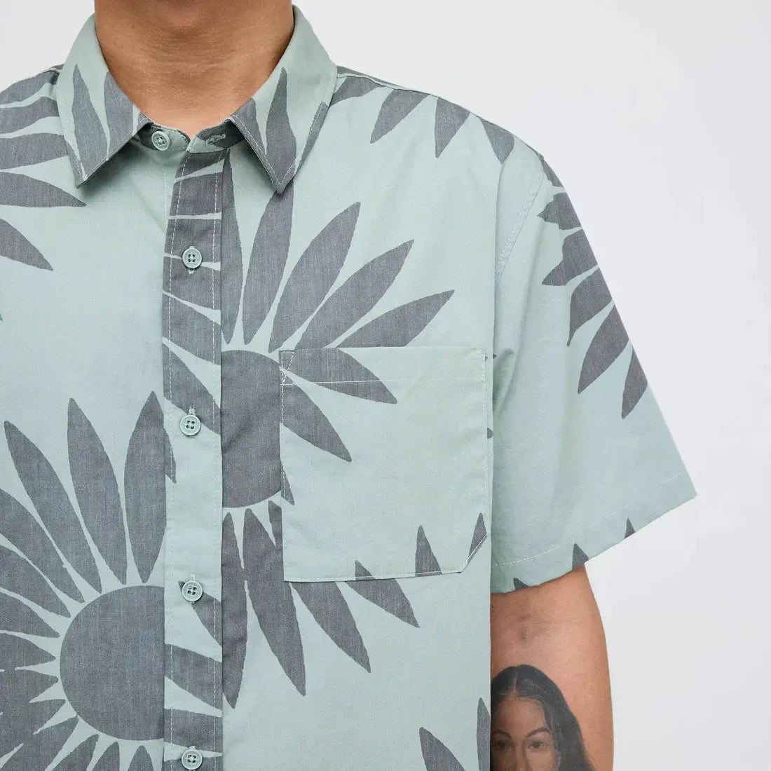 Stance Bales Button Up T-Shirt Seagreen