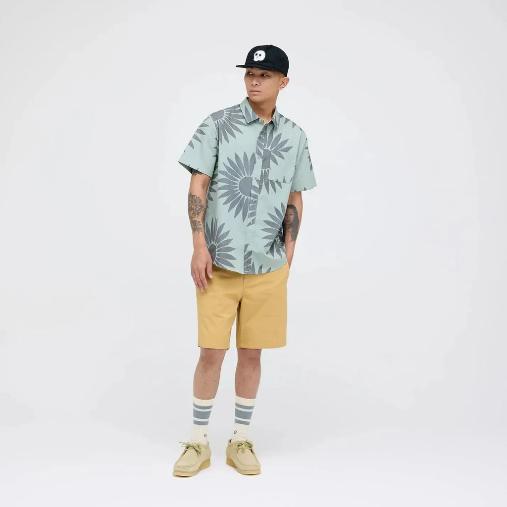 Stance Bales Button Up T-Shirt Seagreen