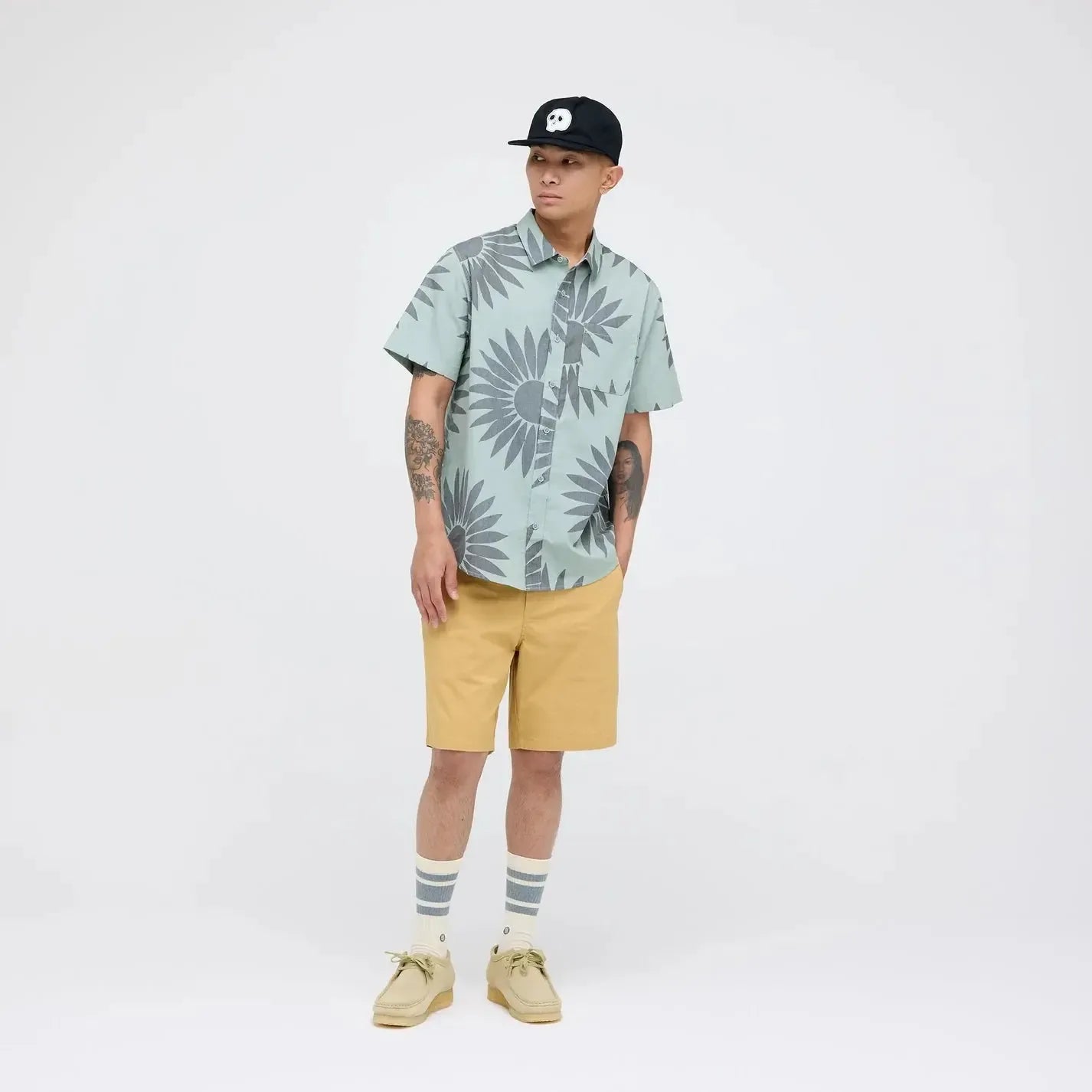 Stance Bales Button Up T-Shirt Seagreen
