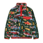 Patagonia Kids' Lightweight Synchilla® Snap-T® Fleece Pullover Salmon Energy: Old Growth Green