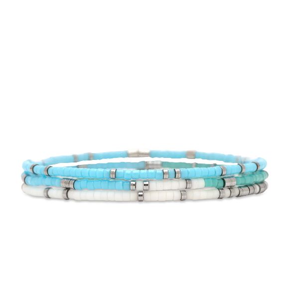 Pura Vida Sunset Beach Set of 3 Stretch Bracelets - Freedom To Explore