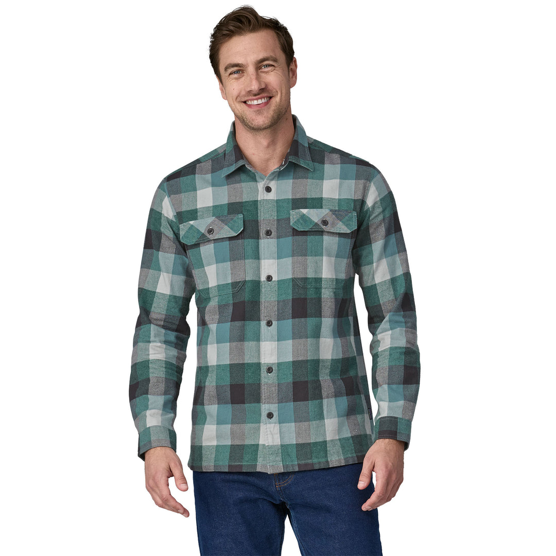 Patagonia Mens's Long-Sleeved Midweight Fjord Flannel Shirt Guides: Nouveau Green