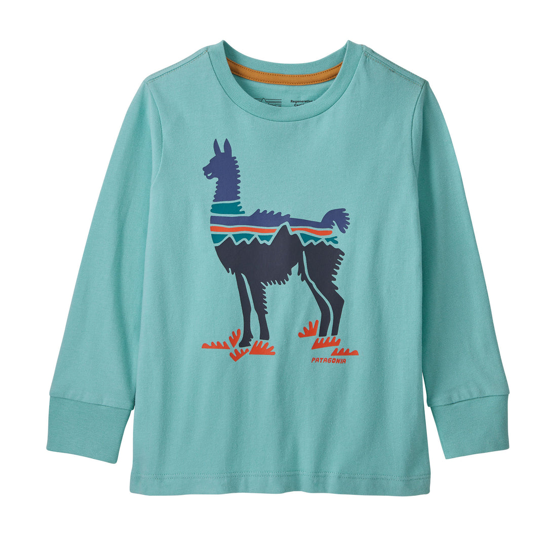Patagonia Baby Long-Sleeved Regenerative Organic Certified™ Cotton Graphic T-Shirt Fitz Roy Guanaco: Skiff Blue