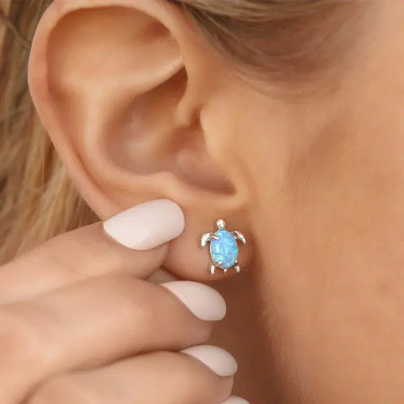 Pura Vida Opal Sea Turtle Stud Earrings