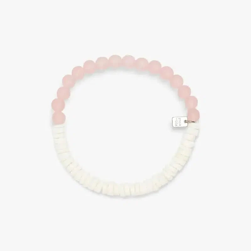 Pura Vida Puka Shell & Frosted Bead Stretch Bracelet Pink