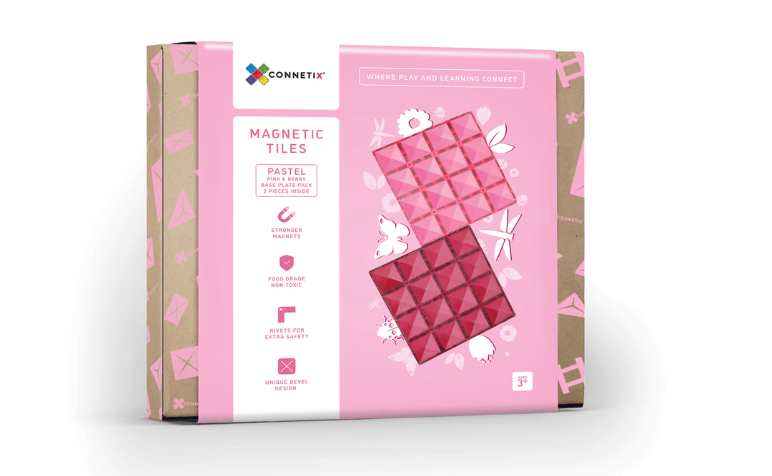Connetix 2 Piece Base Plate Pack Berry & Pink pastel