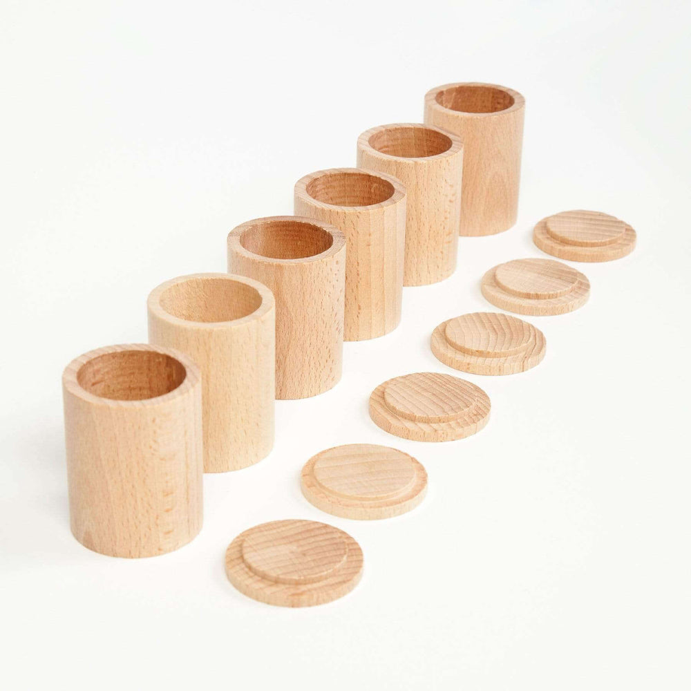 Grapat 6 cups with lid in natural wood 16136