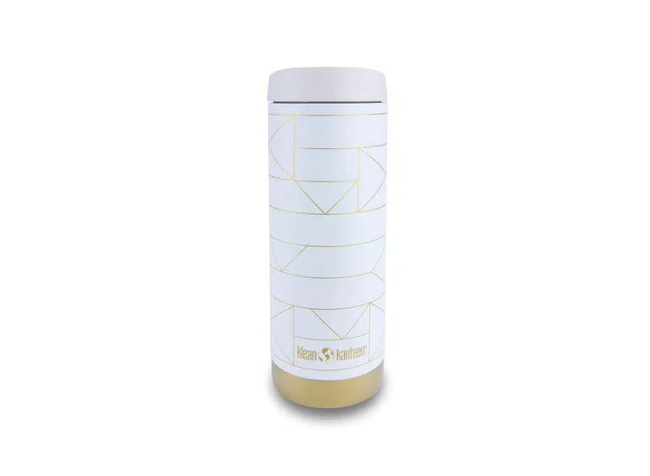 Klean Kanteen Insulated Café Cap in White and Gold 473ml