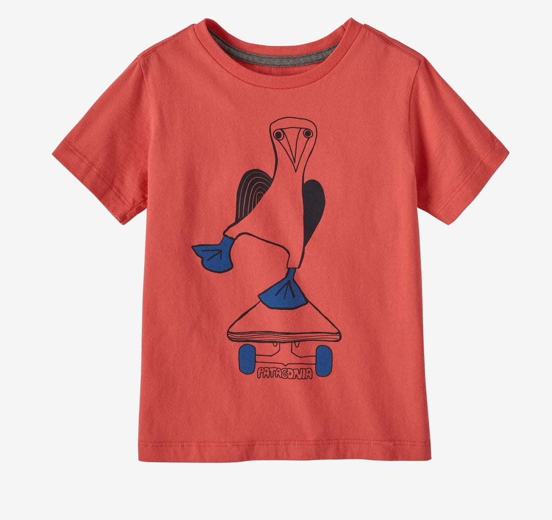 Patagonia Baby Regenerative Organic Cotton Graphic T­ Shirt Blue-Footed Boarder: Coral