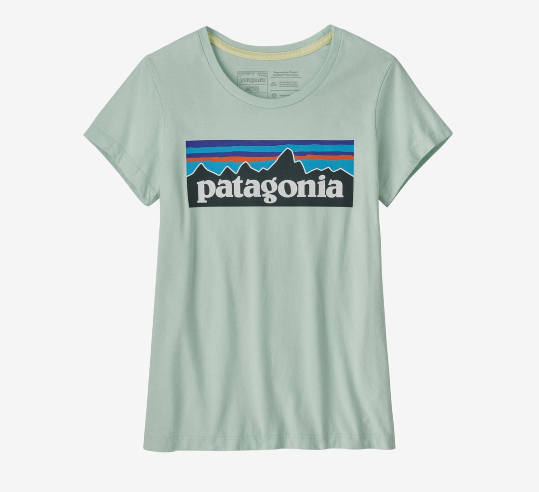 Patagonia Girls' Regenerative Organic Certified™ Cotton P-6 Logo T-Shirt Lite Distilled Green