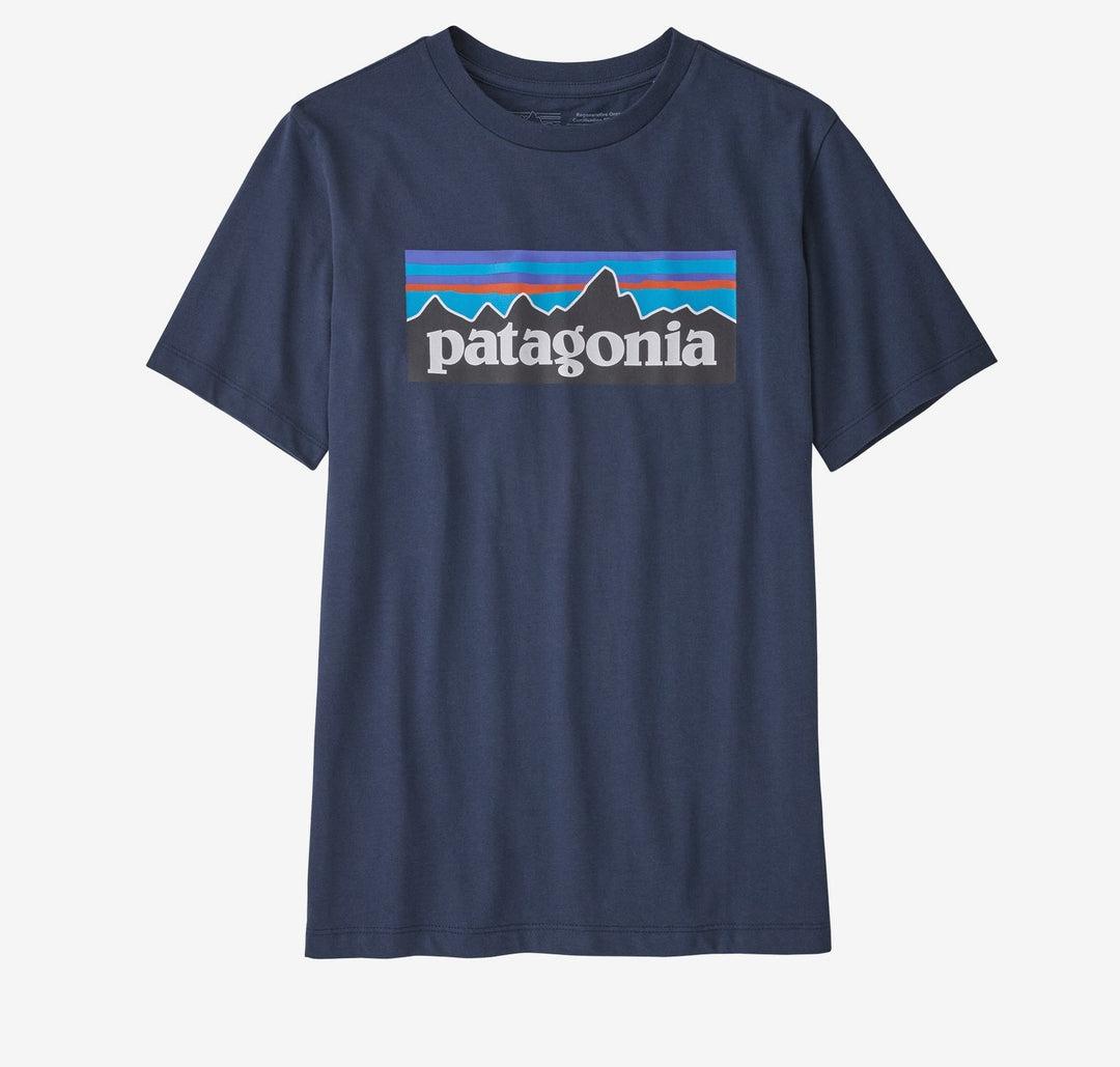 Patagonia Kids Regenerative Organic Certification Cotton P-6 Logo T-Shirt New Navy