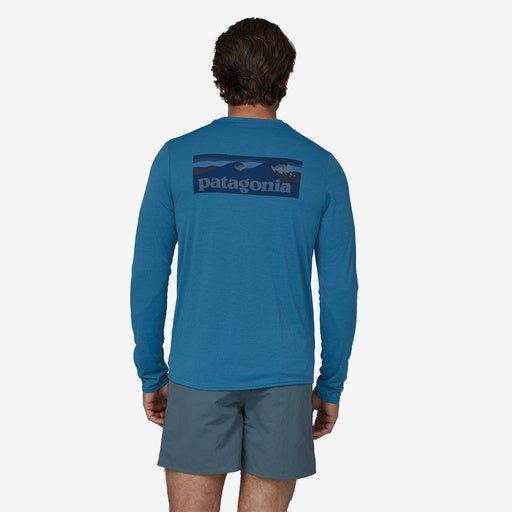 Patagonia M's L/S Cool Cap Capilene® Cool Daily Graphic Shirt - Waters board short logo wavy blue x-dye