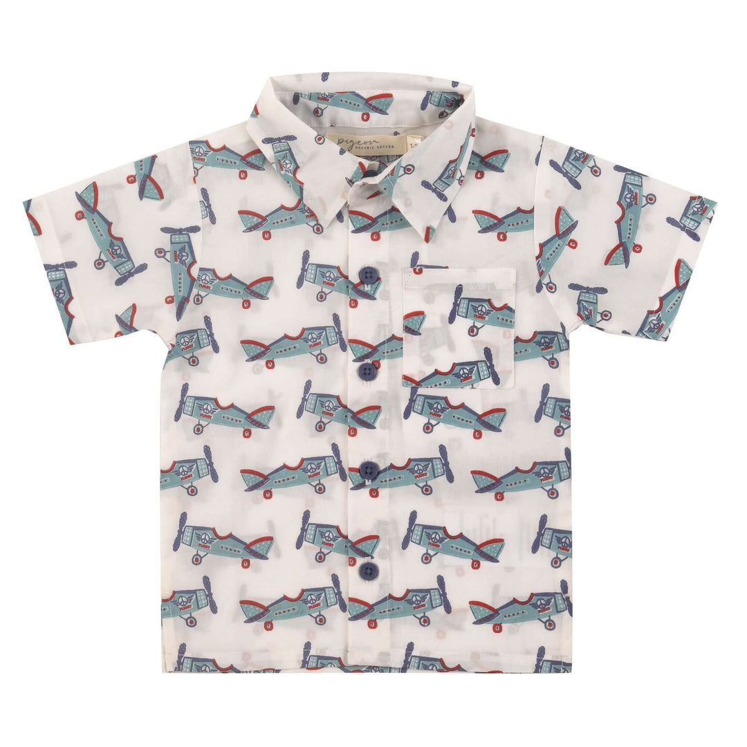 Pigeon Organics Summer Woven Shirt Aeroplanes