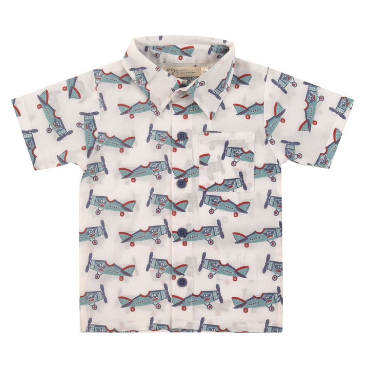 Pigeon Organics Summer Woven Shirt Aeroplanes